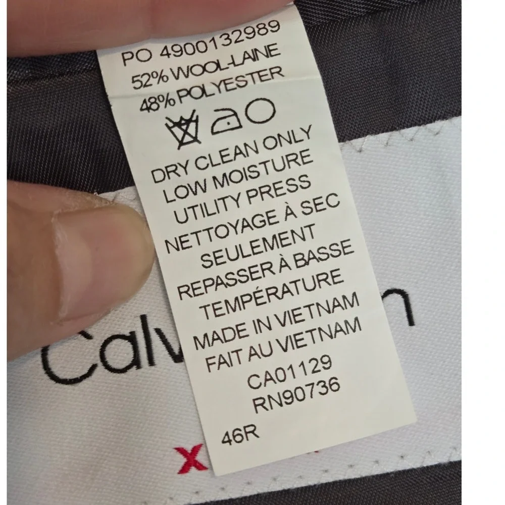 Calvin Klein X Slim Fit Grey Micro Houndstooth Wool Blend Blazer Jacket 46R NEW